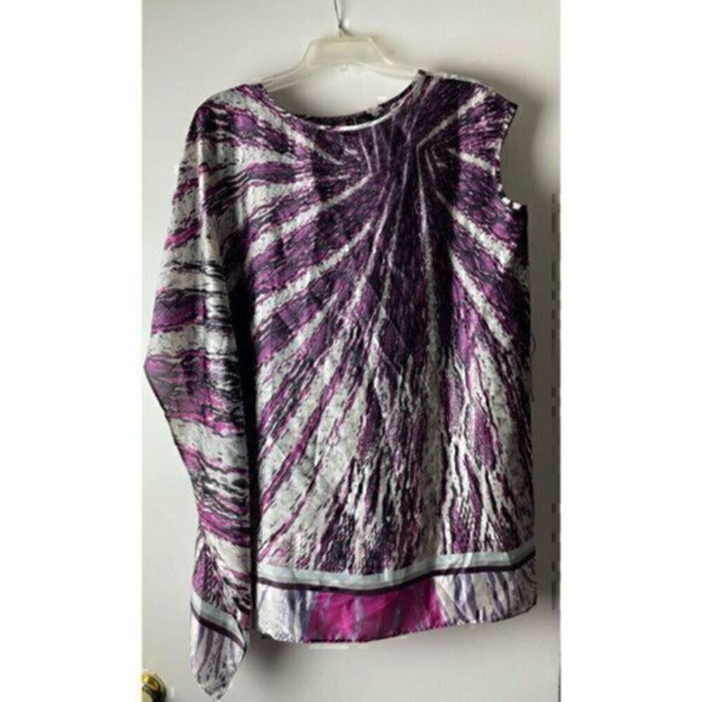 EUC Pink, Purple & Gray Asymmetrical Summer Top by Bisou Bisou Size Small